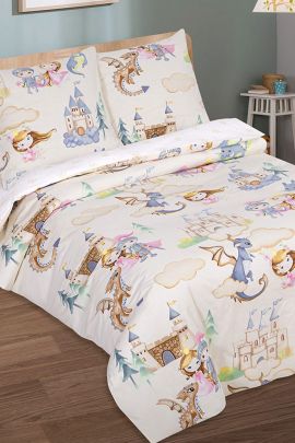 КПБ поплин 1,5 сп. с 1 нав. 70*70 с детским рисунком (молния) - Воздушный замок