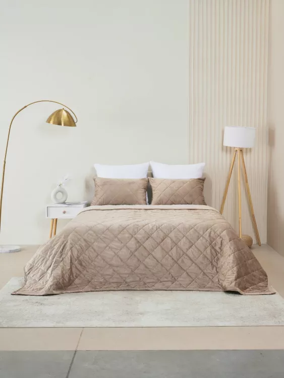 Набор покрывало и чехлы на подушку - Кристалл, цвет бежевый