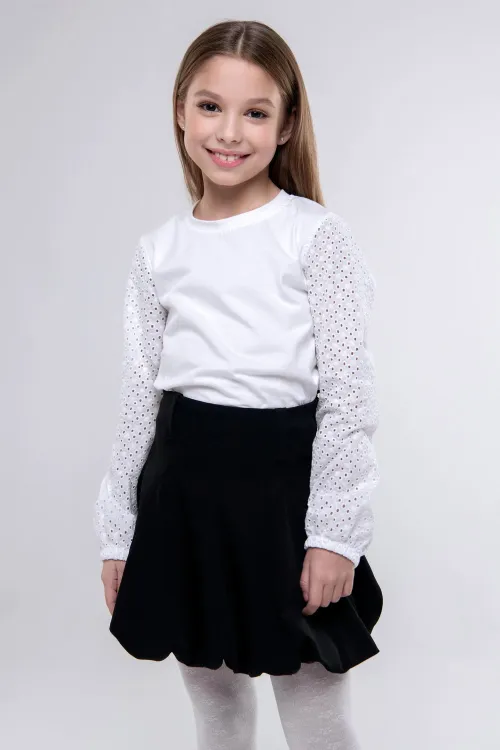Блузка Евгения, кулирка с лайкрой, белый, размеры 32-38