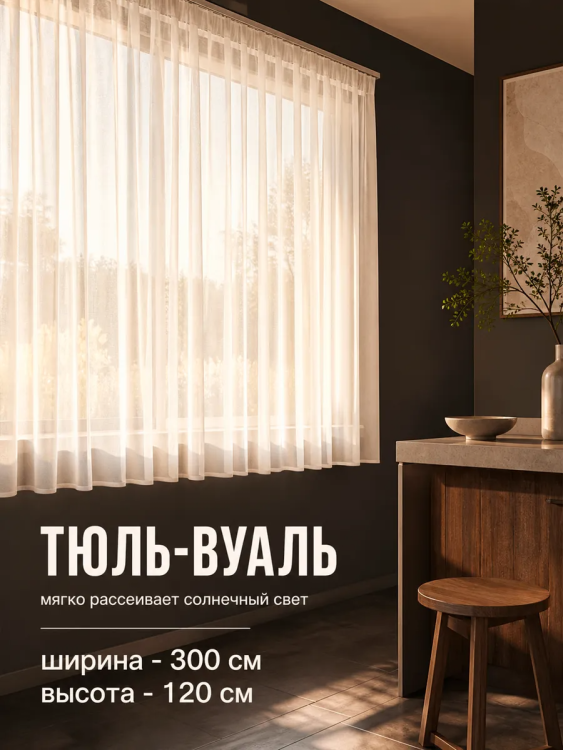 Тюль вуаль Bio-Line TBL300 см 300, белый