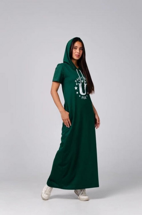 Платье Пати капюшон зеленый последний размер