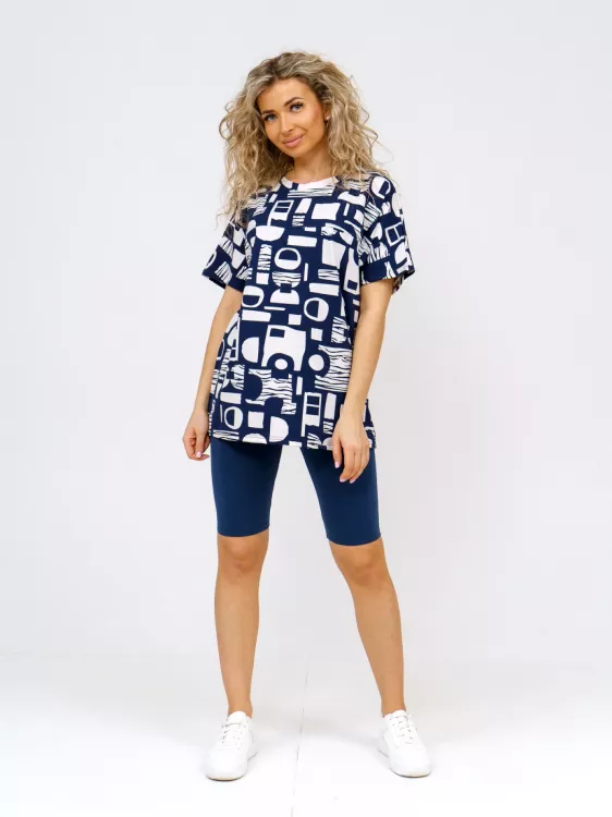 Костюм с бриджами Геометрия (синий)