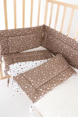 Бортик в детскую кроватку четырехсторонний  БРК32/звездочка-кофе