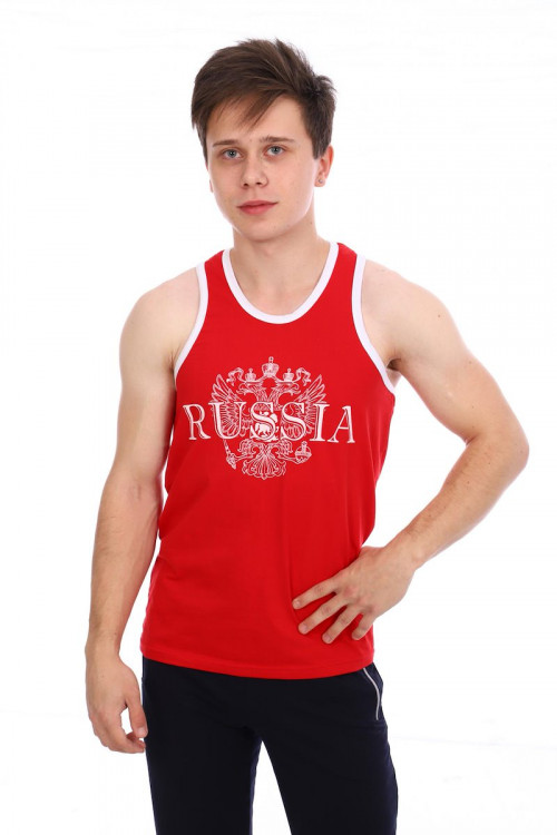 Майка-борцовка подростковая Россия красный последний размер