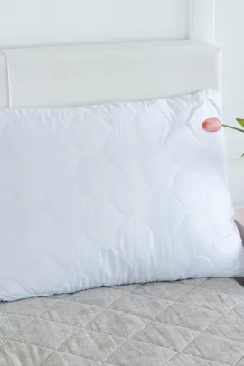 Подушка "Юнибив" бамбук+леб.пух на молнии стеганая м/ф(белая)