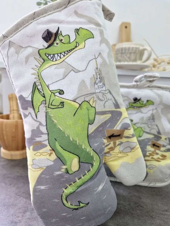 Набор рукавица и прихватка - Дракон и замок