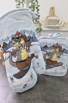 Набор рукавица и прихватка - Сноубордист