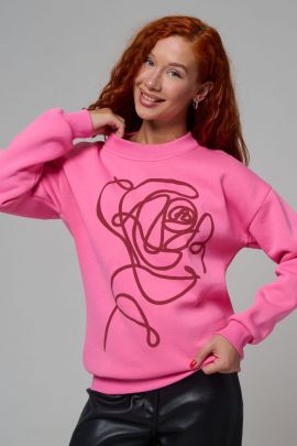 Свитшот 8577 розовый + роза последний размер