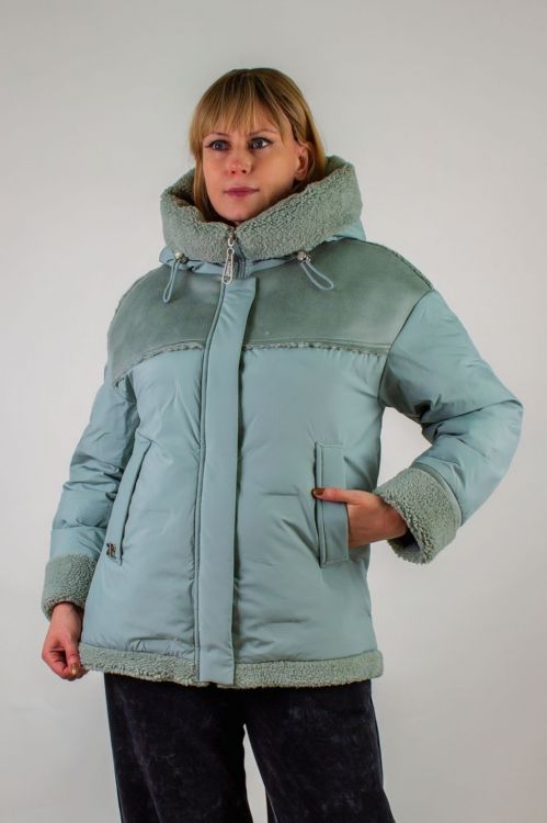 Куртка 313 с верблюжьей шерстью бирюзовый последний размер