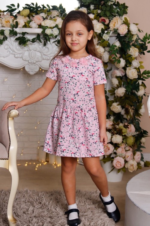 Платье детское Малиновка кор. рукав розовый последний размер