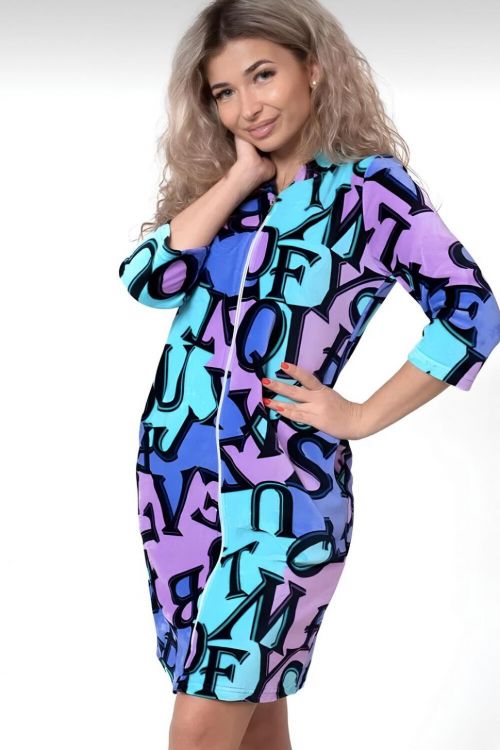 Халат 637692 велюровый мультиколор последний размер