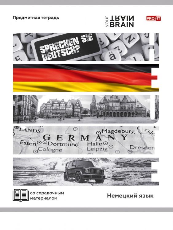 Тетрадь КЛЕТКА 48л. НЕМЕЦКИЙ ЯЗЫК «КОНТРАСТЫ» (Т48-1412) эконом-вариант, б/о