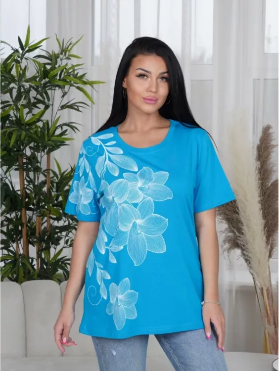Футболка Орхидея бирюза последний размер