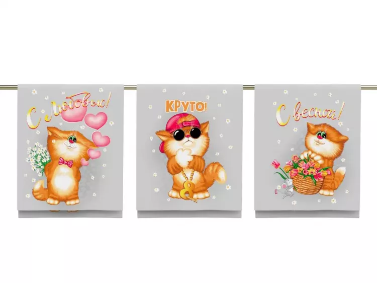 Набор полотенец "Обнимяу" вафельное