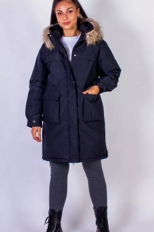 Парка 619 зимняя натуральный мех черный последний размер