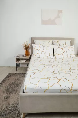 Простыня бязь на резинке - Кракле, цвет белый