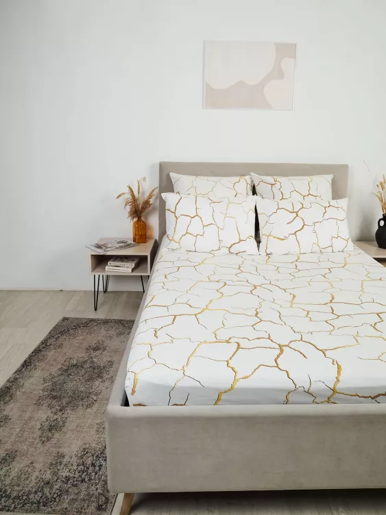 Простыня бязь на резинке - Кракле, цвет белый