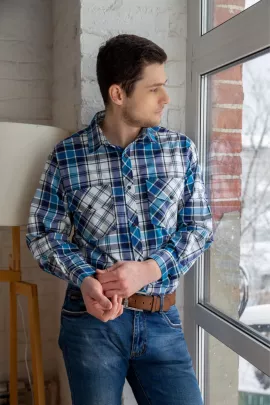 Рубашка мужская шотландка Премиум С Д/Р Арт. 5316