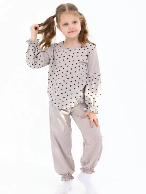 Пижама с брюками Китти серый меланж 33067