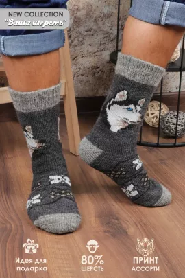 Носки мужские GL625 шерстяные животные последний размер