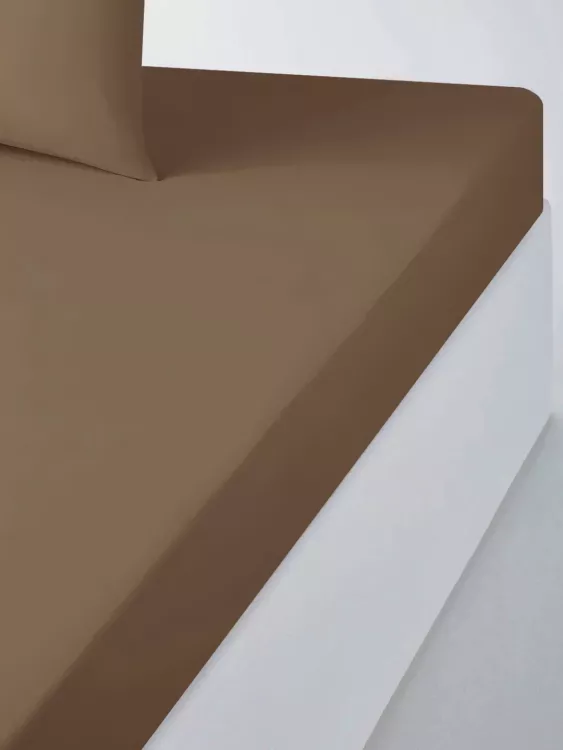 Простыня из сатина гладкокрашенного - Коричневый