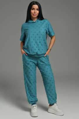 Суфле костюм женский (махра петроль сердечки)