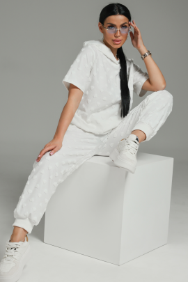 Суфле костюм женский (махра белый сердечки)