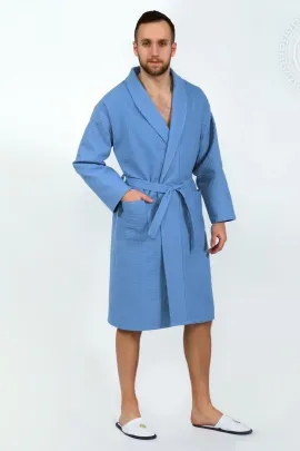 Халат запашной с воротником (голубой) 0115XL 56-60 0115XL