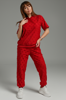 Суфле костюм женский (махра бордо сердечки)