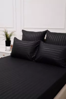 Простыня Микрофибра Страйп на резинке - Графит