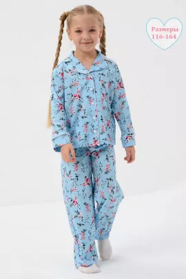 Пижама Бутоньерка кант для девочки подростка со штанами и рубашкой