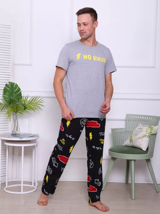 Молния (серый) комплект (футболка+брюки)