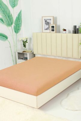 Простыня на резинке Махра - Персик