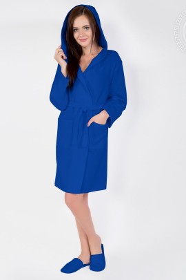 Халат запашной с капюшоном (синий)  52-54 012 2XL/3XL