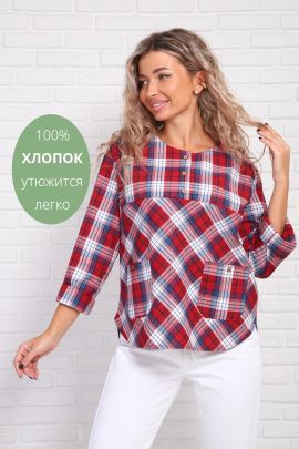 1135 Рубашка-поло женская в клетку