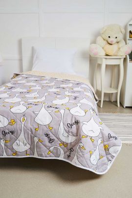 Покрывало детское из поплина - Гусь-обнимусь (серый)