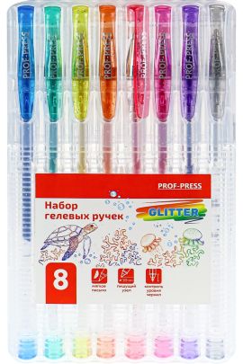 Набор ручек гелевых с блестками GLITTER (НР-4739)