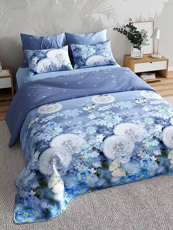 Постельное белье зима-лето с простыней на резинке - Одуванчики