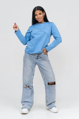 Лонг-01 НСД Лонгслив женский (трикотаж пенье) Голубой