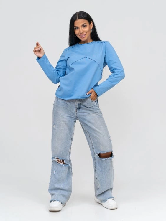 Лонг-01 НСД Лонгслив женский (трикотаж пенье) Голубой