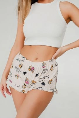 Шорты домашние с рюшей котята кремовый последний размер