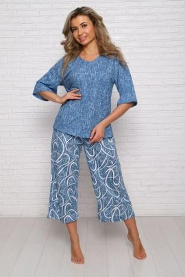 Костюм Ранеля Голубой ( брюки с рисунком)