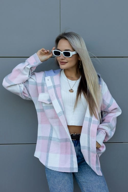 Рубашка женская в клетку с капюшоном РЖКК-01