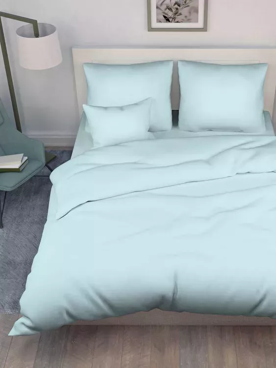 Постельное белье поплин гладкокрашенный - Небесно-голубой