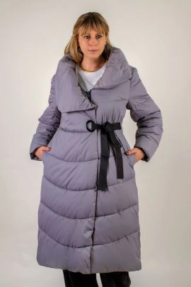 Стеганое пальто с бантом арт.817