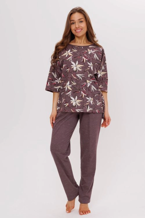 Костюм с брюками Лилия коричневый