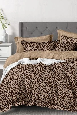 Леопард КПБ сатин с простыней на резинке