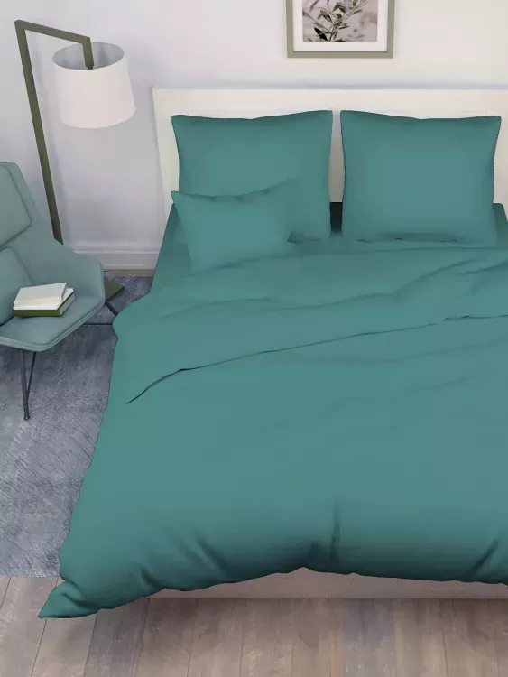 Постельное белье поплин гладкокрашенный - Темно-бирюзовый