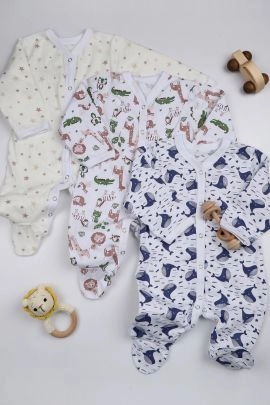 Набор, комбинезонов из кулирки 2+1 в ассортименте 3 шт. НБ-КМБ/ассортимент