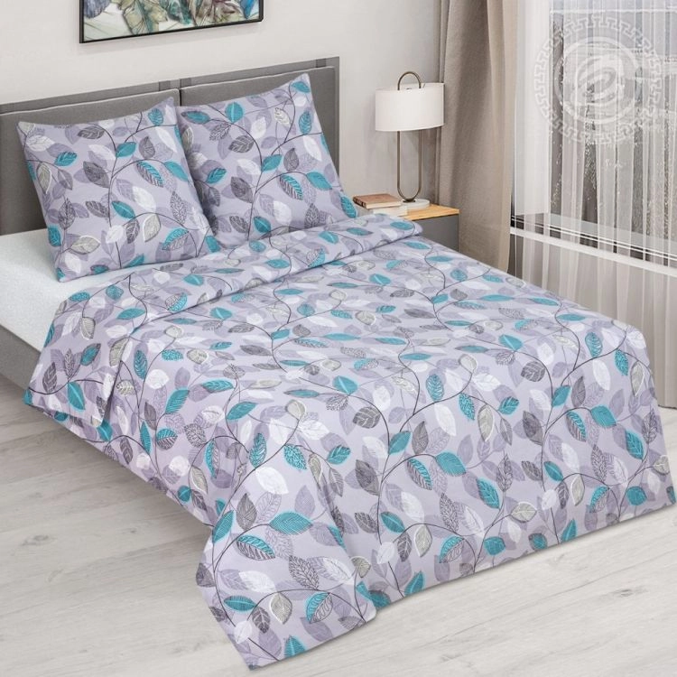 Комплект постельного белья (КПБ) Серебряные листья бязь последний размер